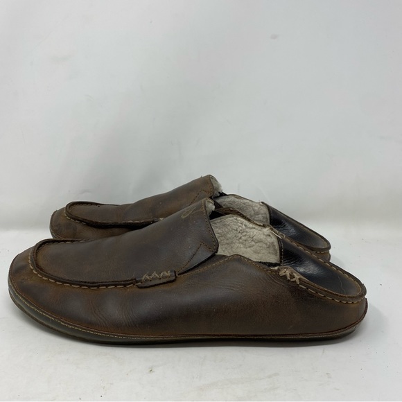 OluKai Other - Olukai Men’s 10 Brown Leather Moloa Step In Slipper Shoe